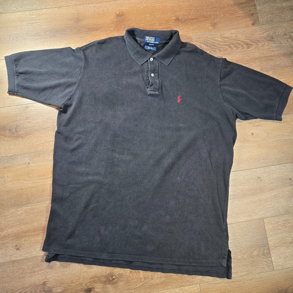 Vintage 90s Polo Ralph Lauren Polo Shirt Mens 2XL BIG Black USA Made XXL